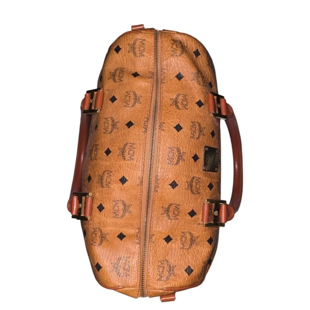 MCM Visetos Satchel in Cognac and Brown with Gold Hardware EUC